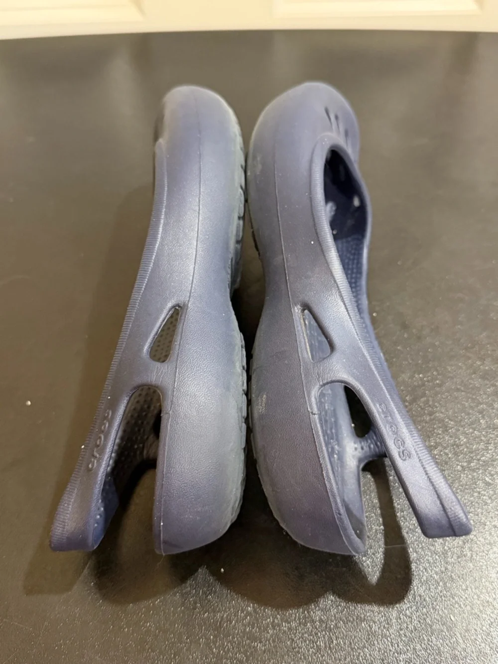 CROCS blue Slip-On Rubber Flats size 6